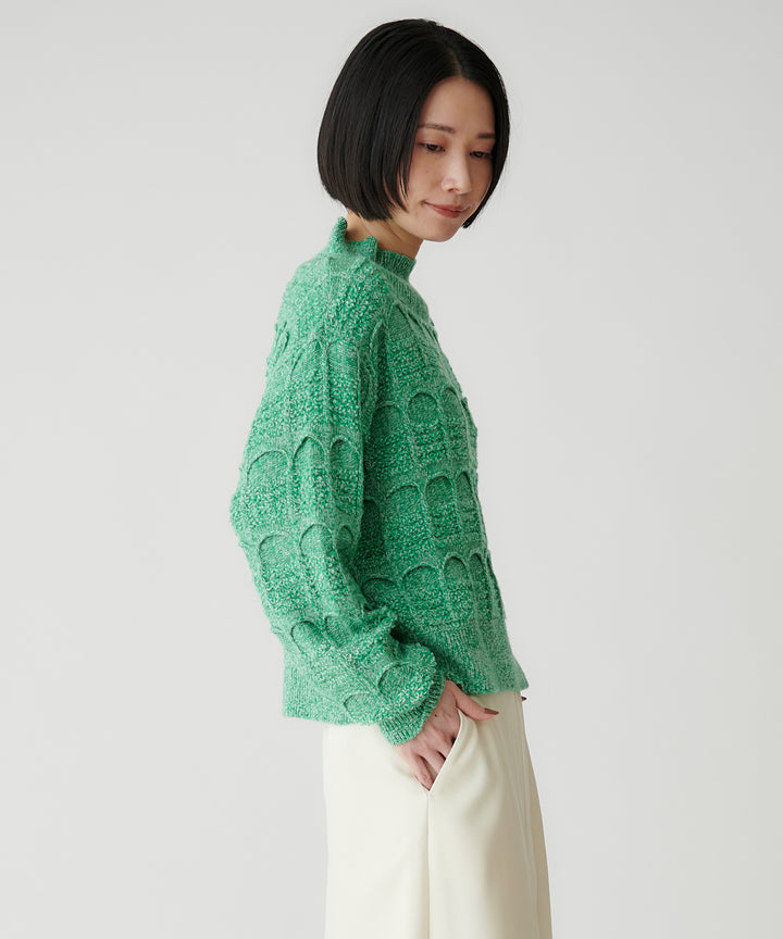 2色杢アーチ柄ショートニット