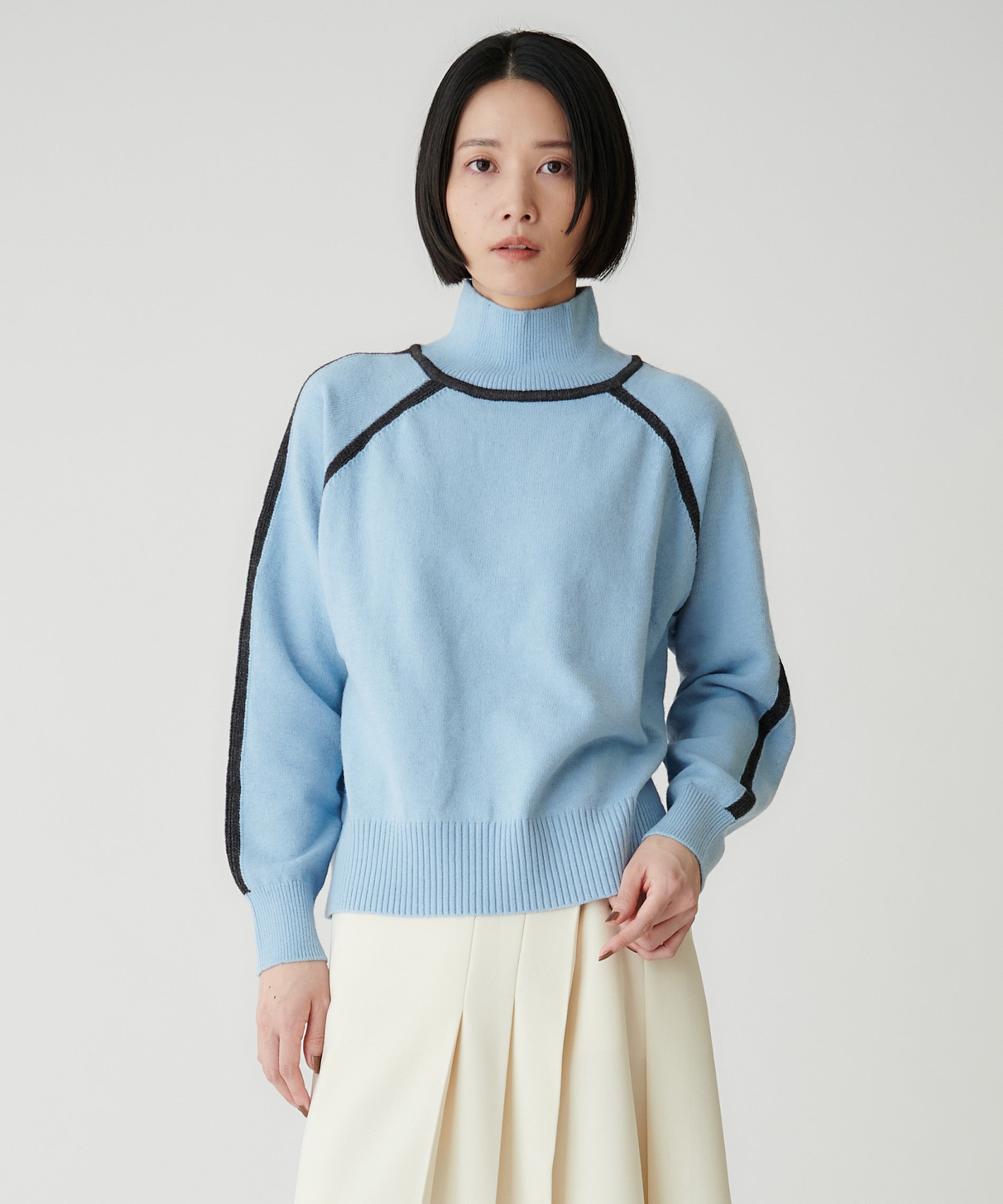 配色デザインハイネックニット – FACE SANS FARD