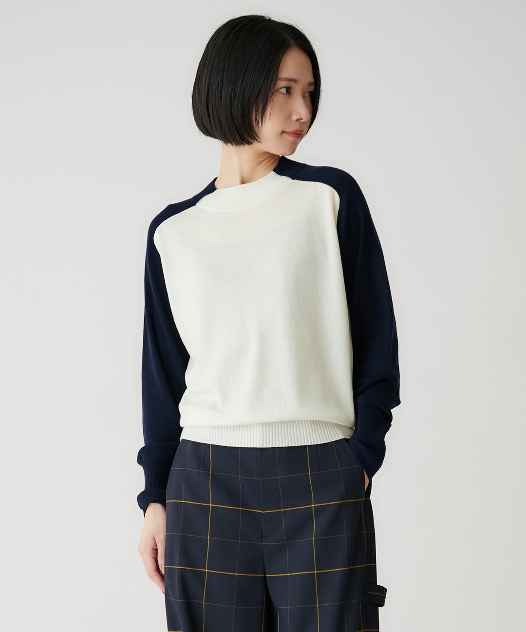 ラインテープトラッドハイゲージニット