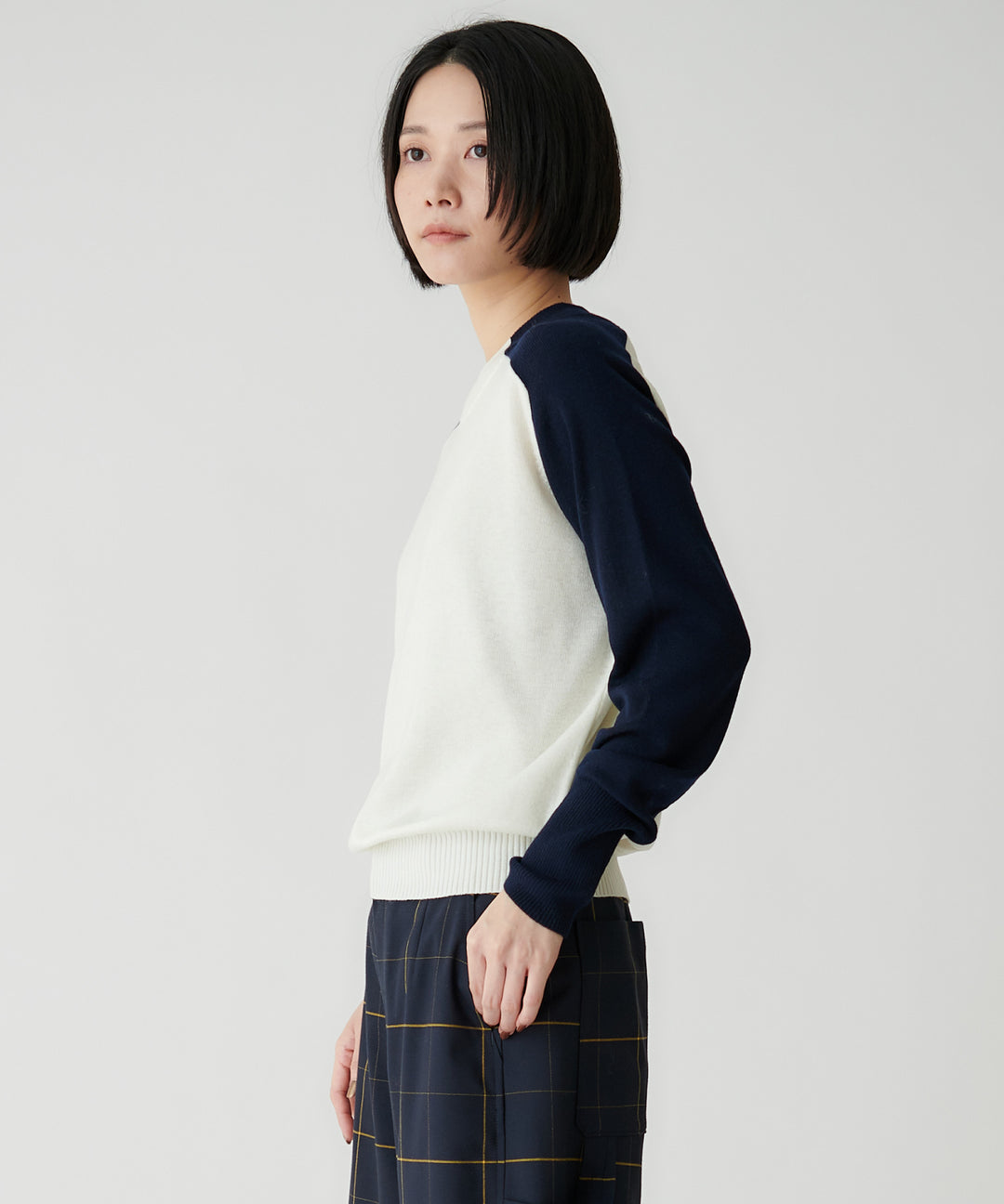 ラインテープトラッドハイゲージニット