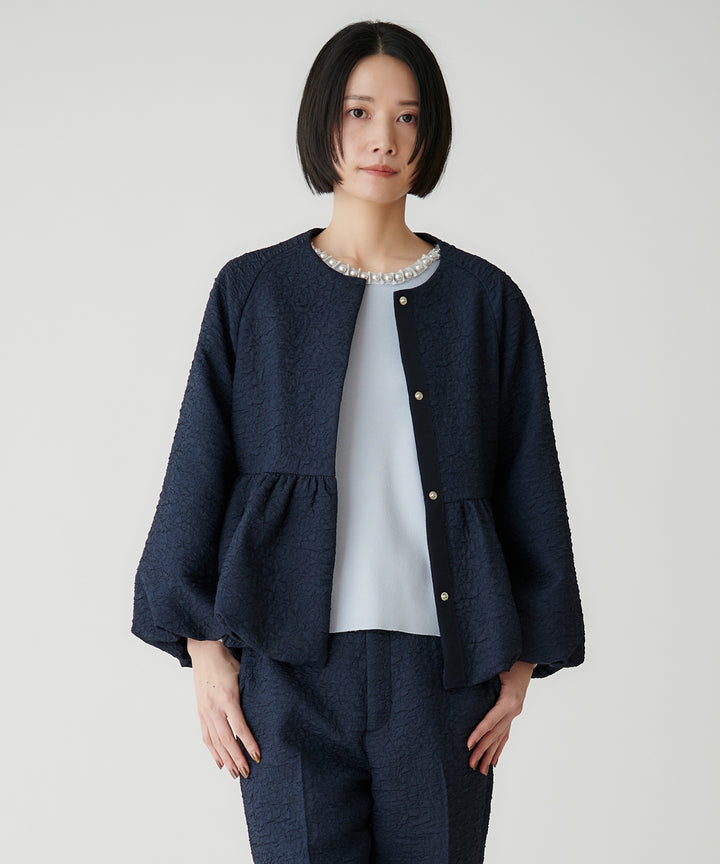 ジャガードノーカラージャケット