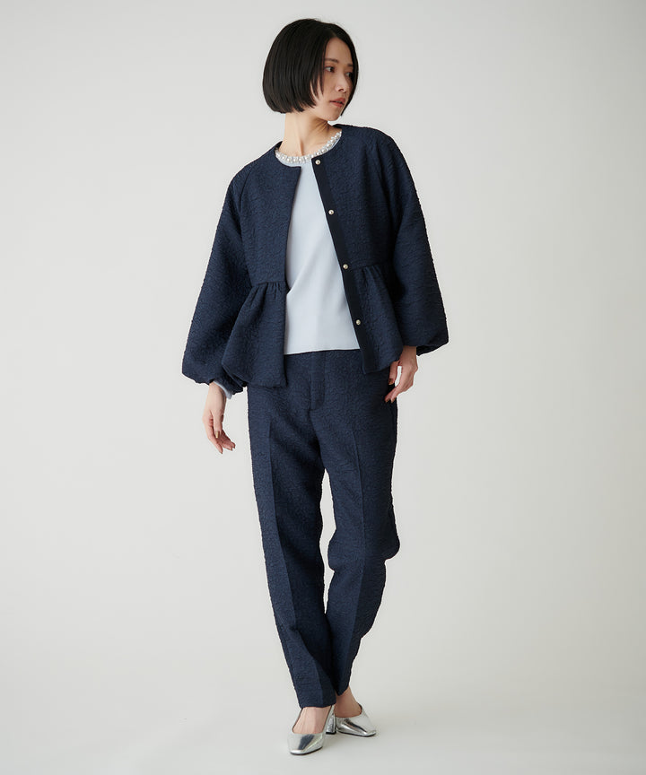 ジャガードノーカラージャケット