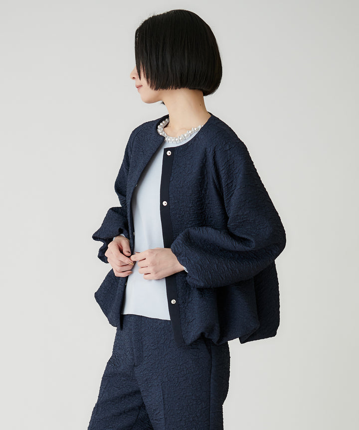 ジャガードノーカラージャケット