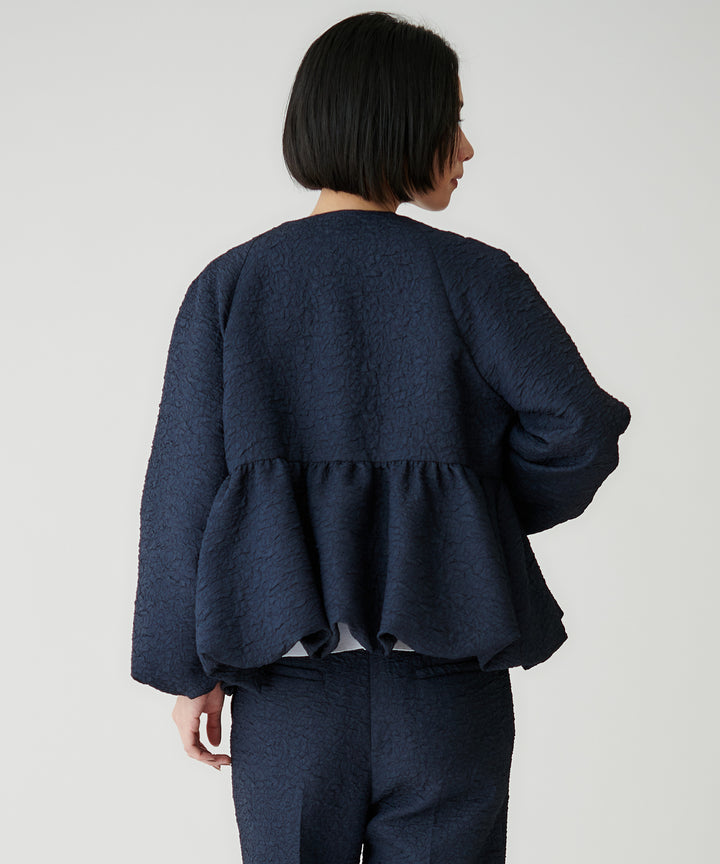 ジャガードノーカラージャケット