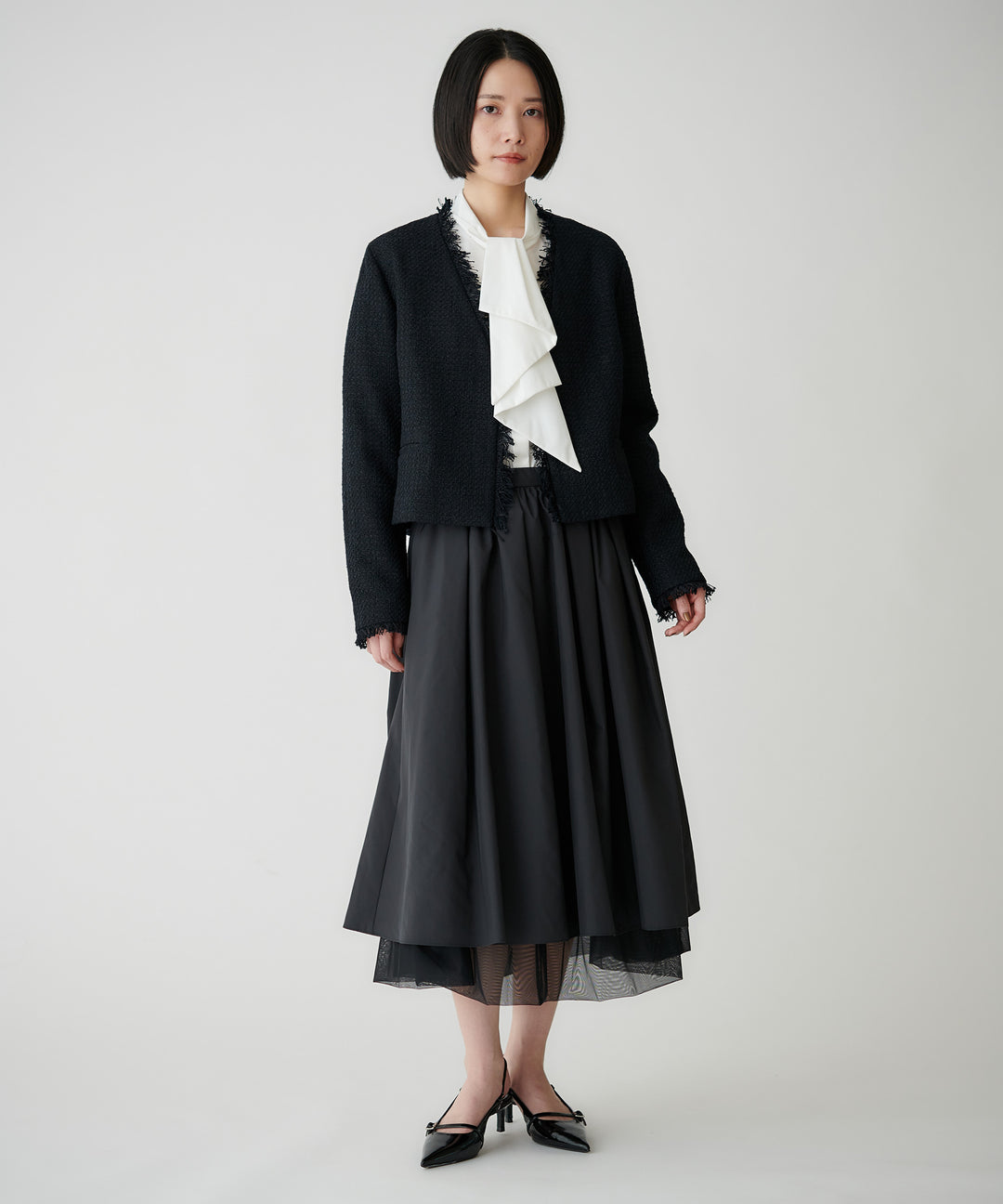 裾チュールタフタスカート