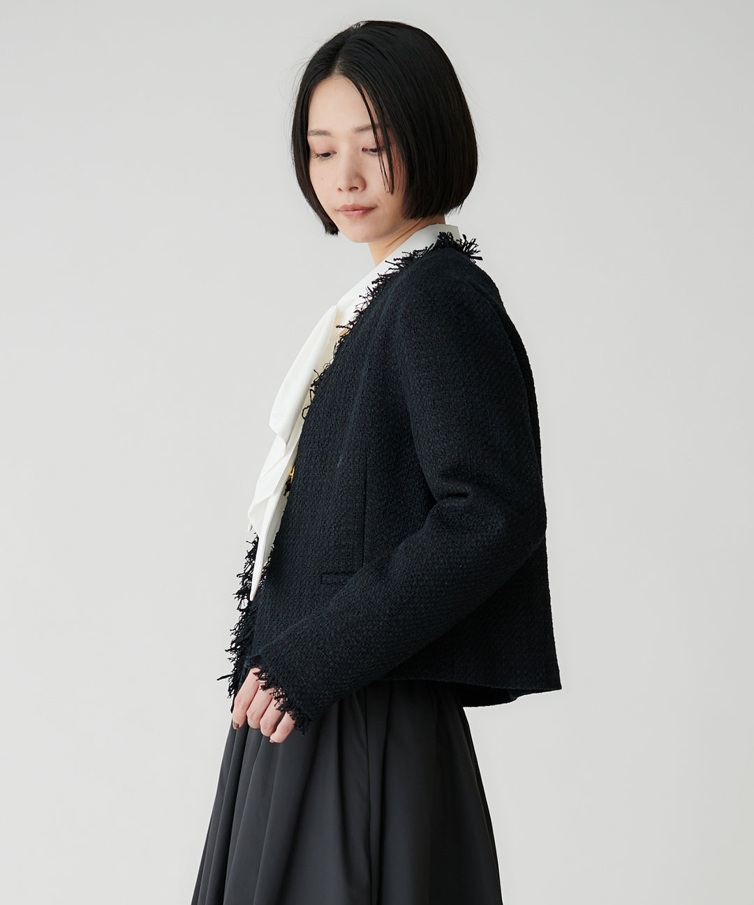 ファンシーツイードノーカラージャケット