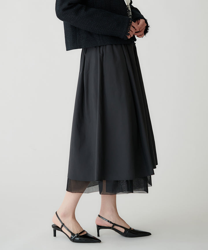 裾チュールタフタスカート