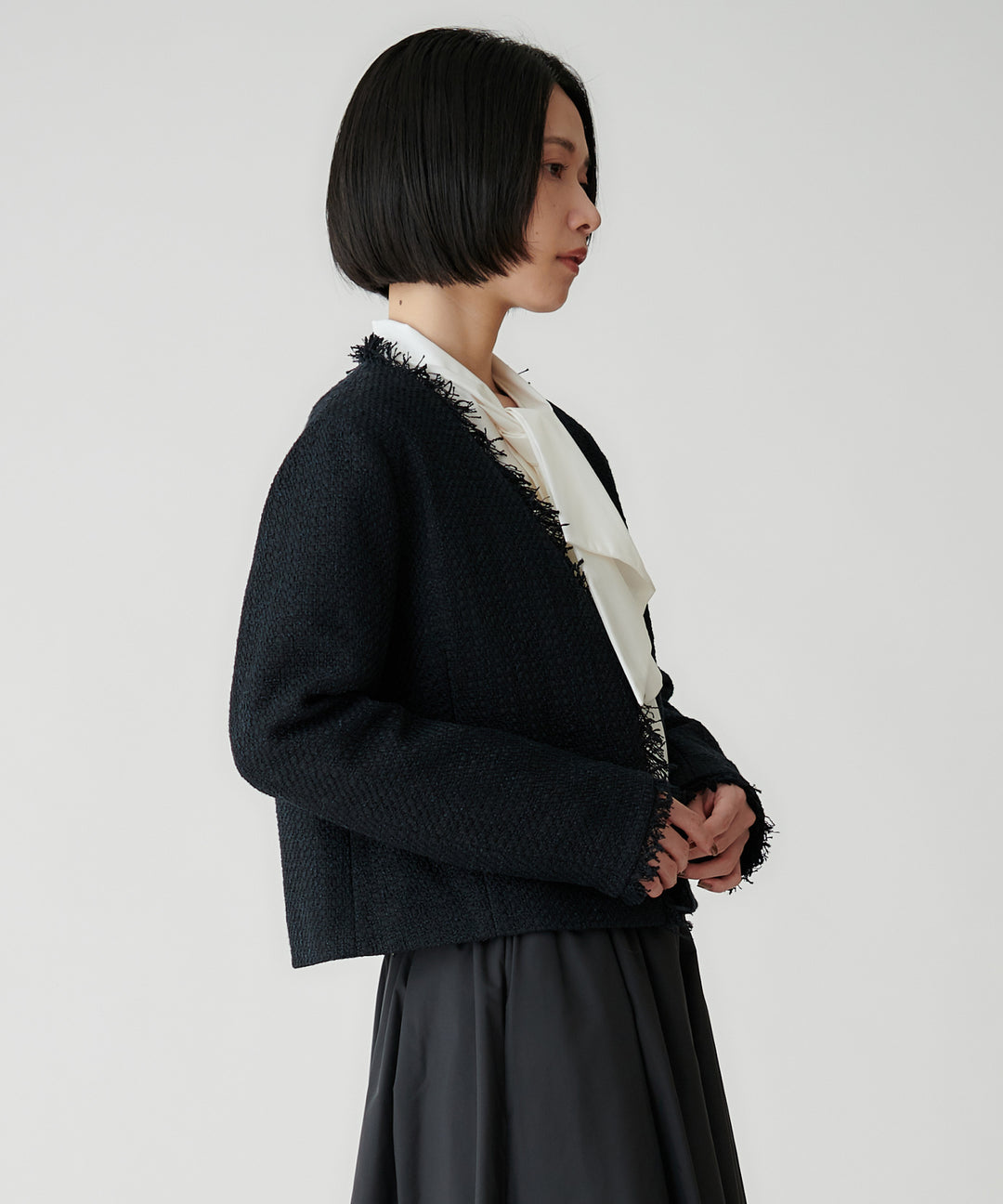 ファンシーツイードノーカラージャケット