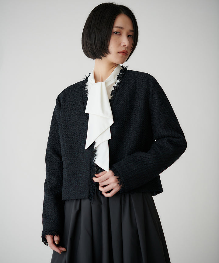 ファンシーツイードノーカラージャケット