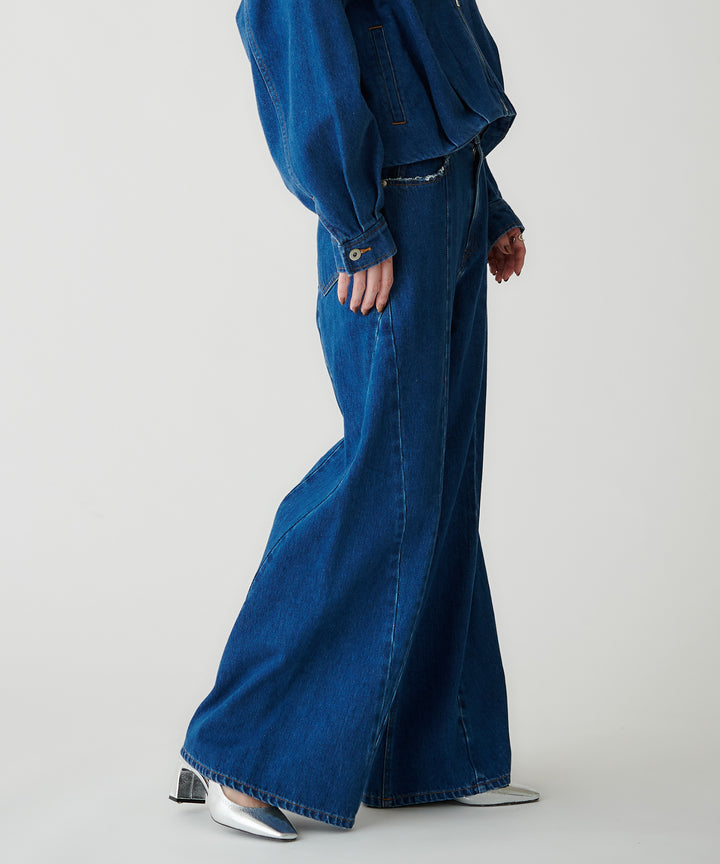 コットンデニムワイドパンツ