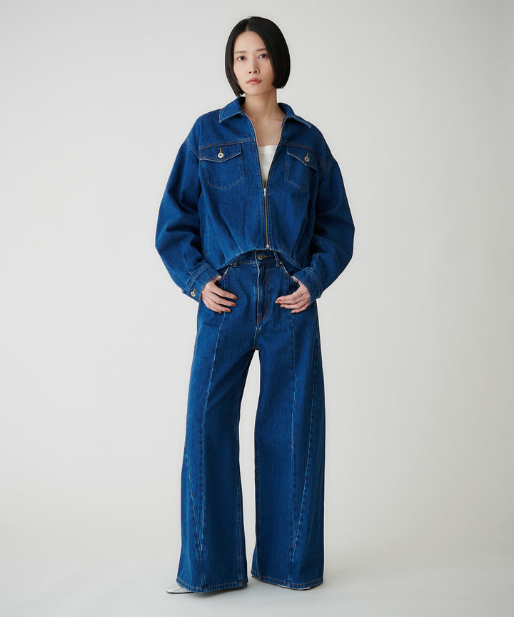 コットンデニムワイドパンツ