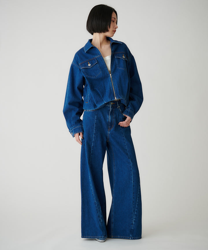 コットンデニムワイドパンツ