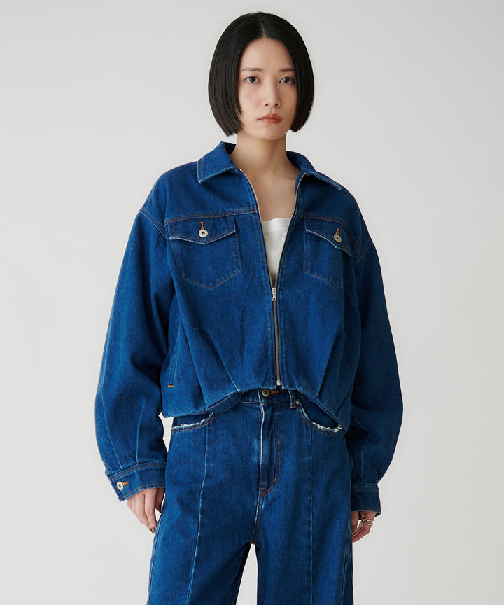 コットンデニムジップアップブルゾン