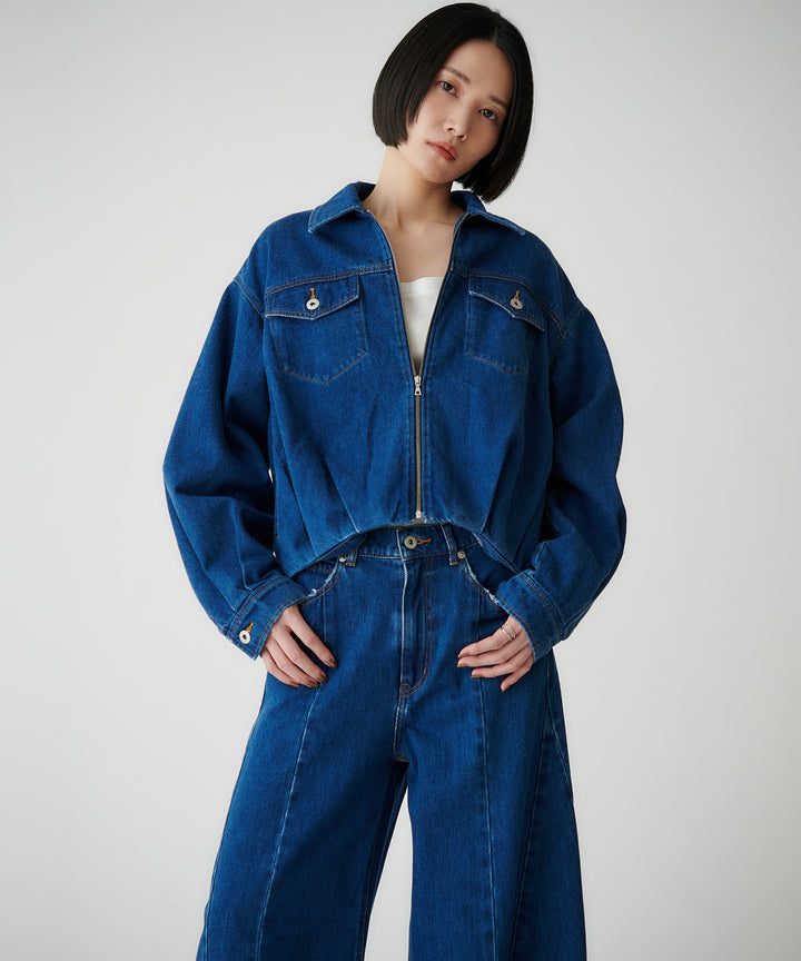 コットンデニムジップアップブルゾン