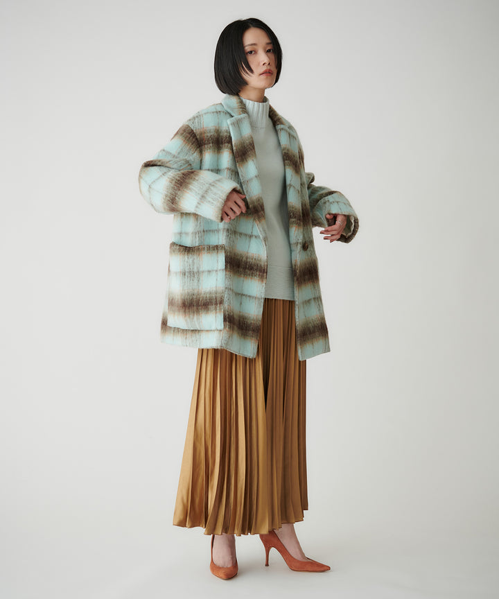 ライトシャギーチェックショートコート