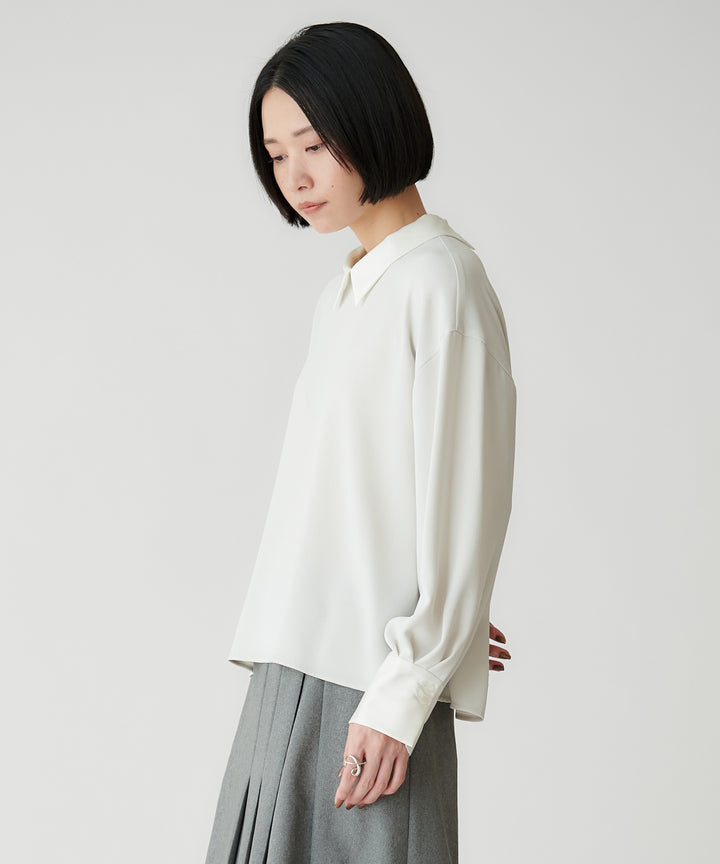 バックサテンジョーゼット衿付きブラウス