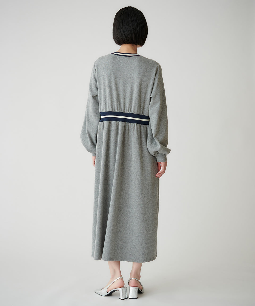 裏起毛ボーダーリブワンピース