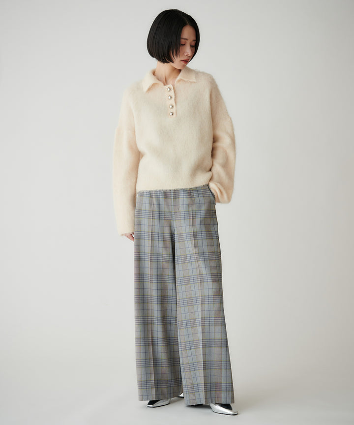 モヘヤ混襟付きリラックスプルオーバー