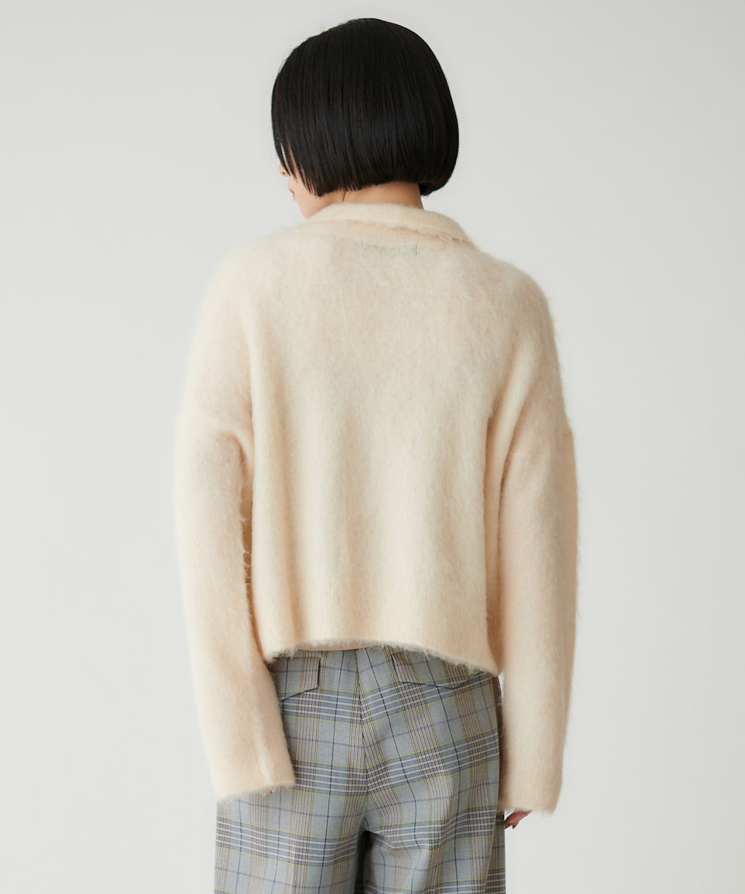 モヘヤ混襟付きリラックスプルオーバー