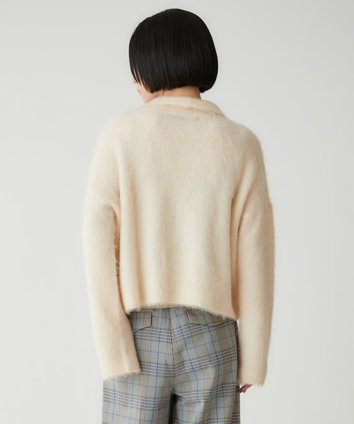 モヘヤ混襟付きリラックスプルオーバー