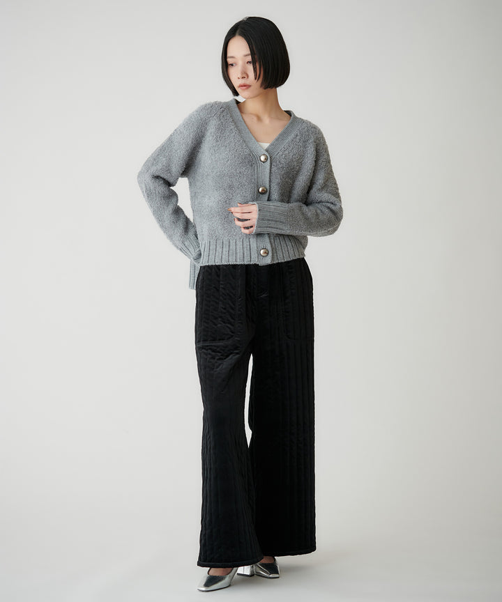 フェザーヤーン異素材切替カーディガン