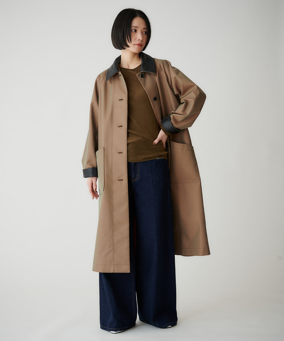 コットンデニムワイドパンツ