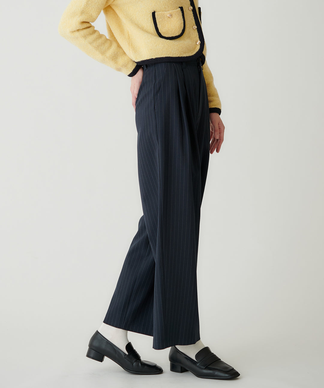 梳毛調シック&シンワイドテーパードパンツ