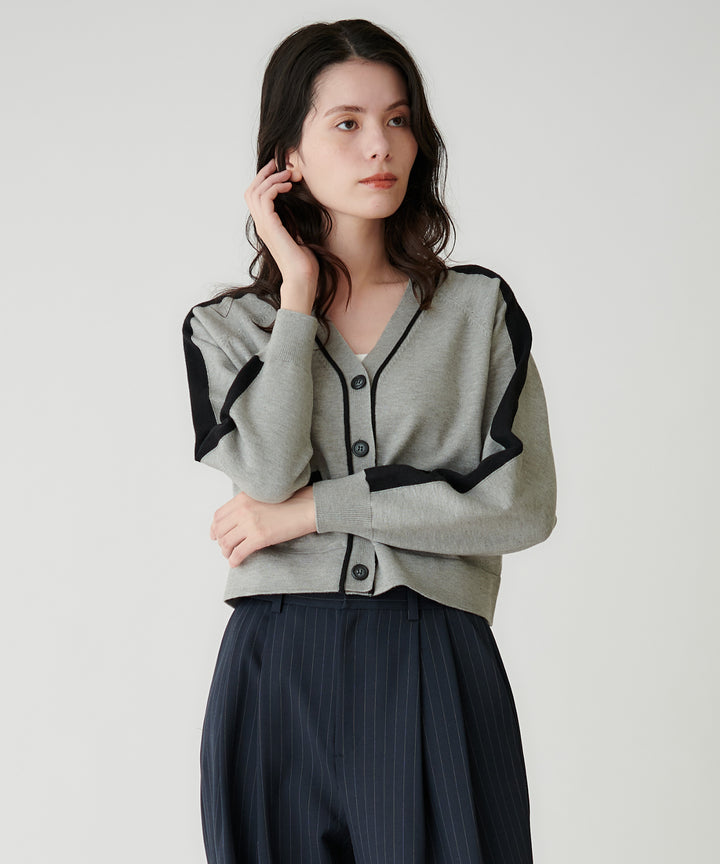 配色ラインVネックカーディガン