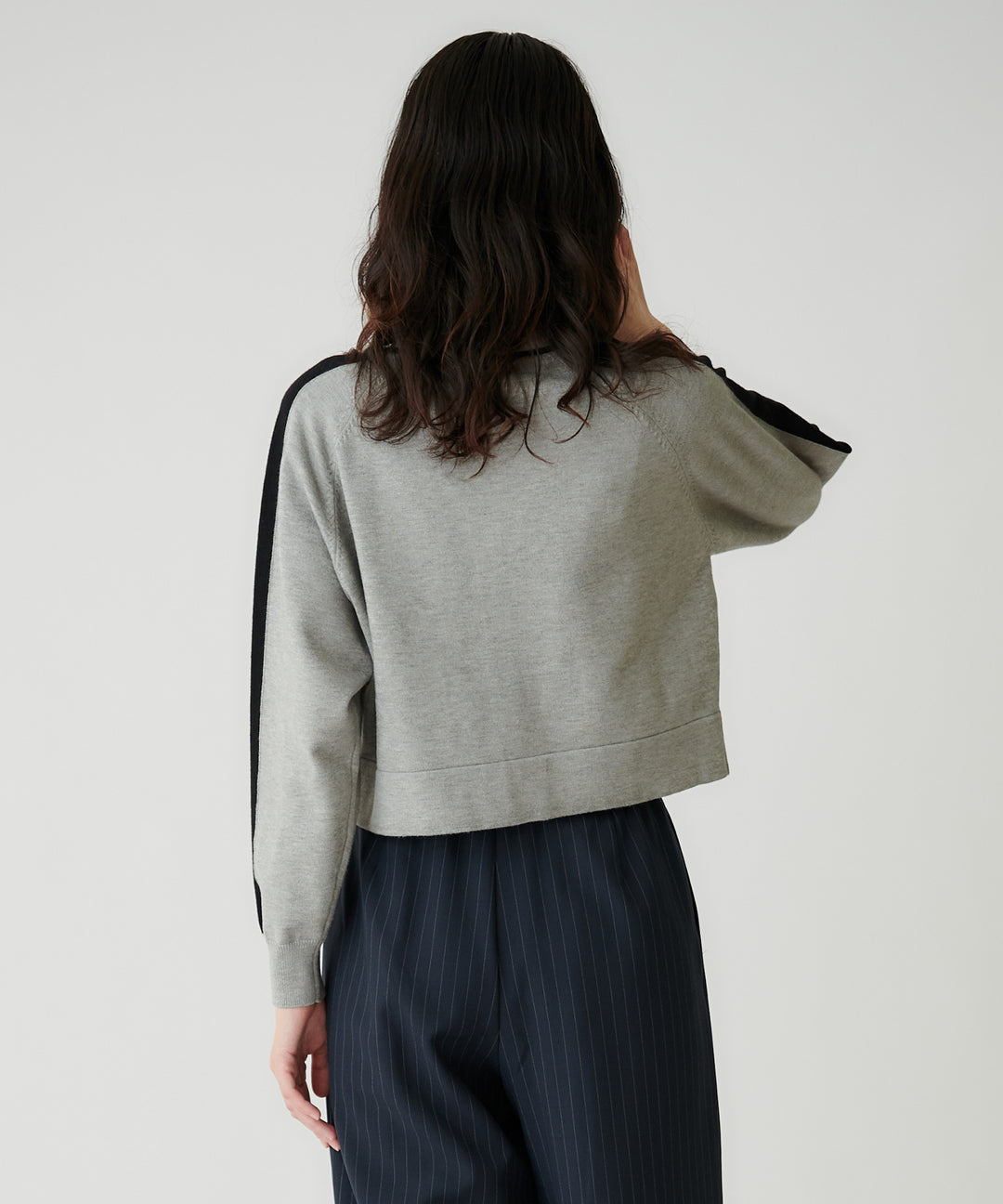 配色ラインVネックカーディガン