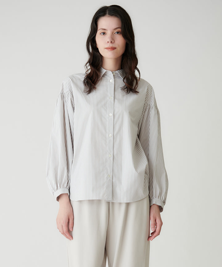 ボリューム袖ストライプシャツ