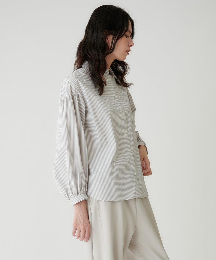 ボリューム袖ストライプシャツ
