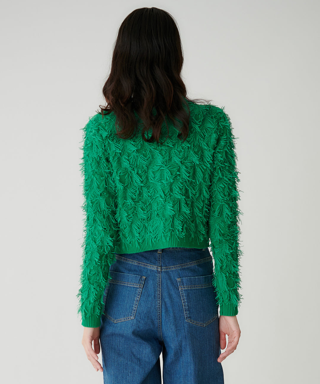 カットジャガードフリンジカーディガン