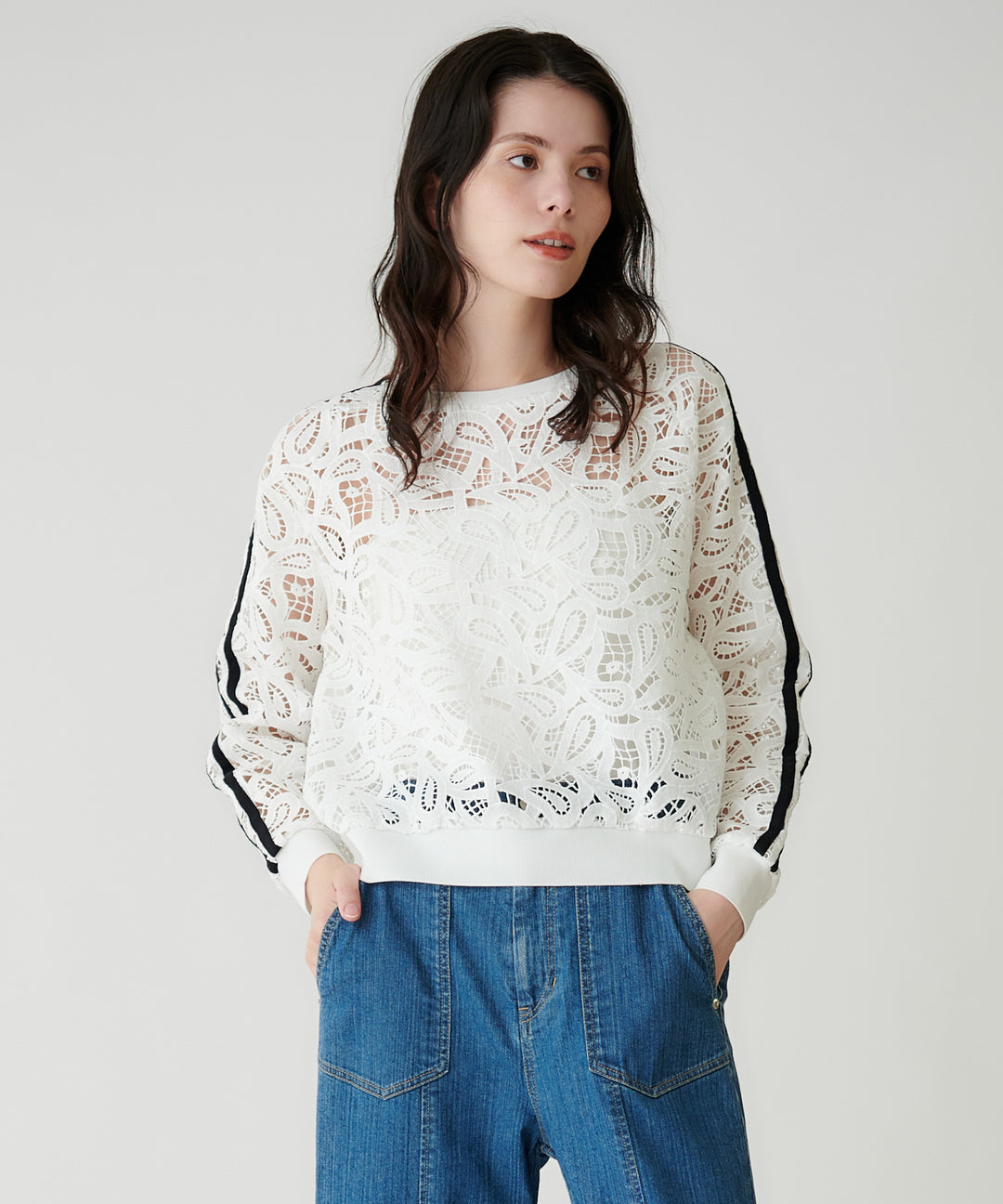 ペイズリーレースブラウス