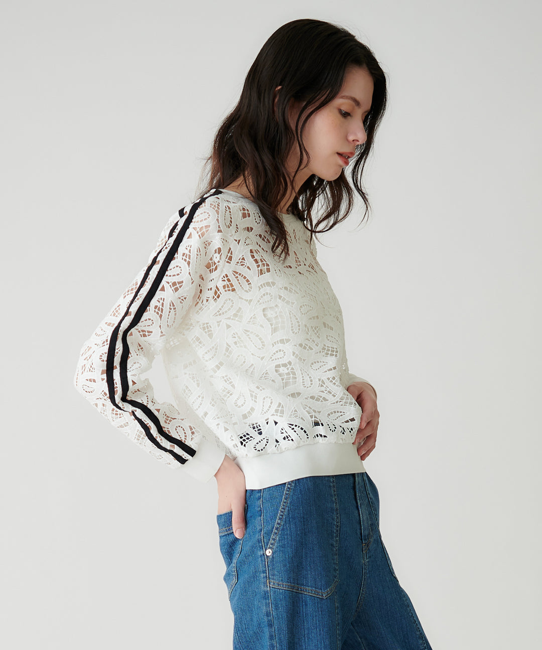 ペイズリーレースブラウス