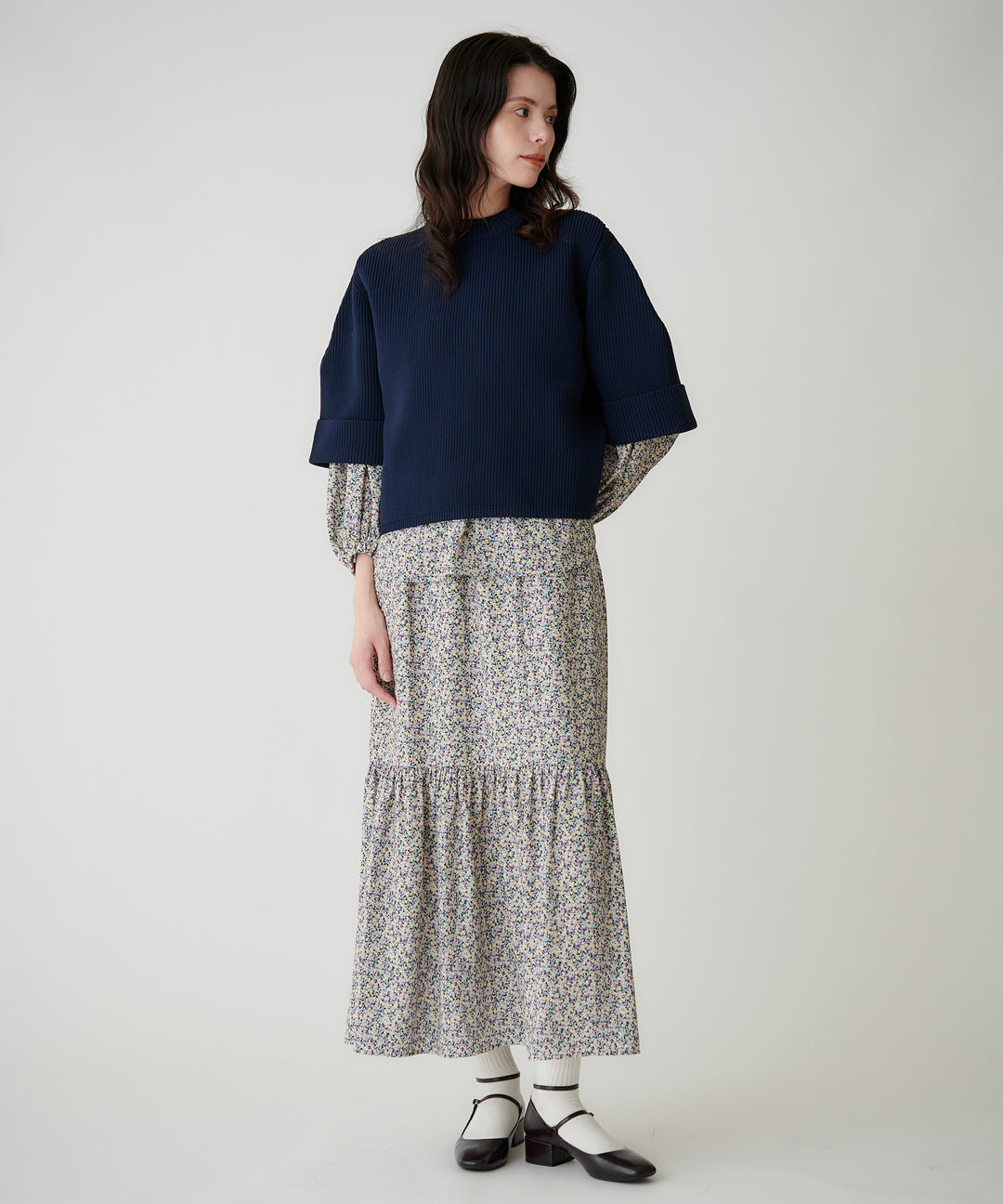 フラワープリントティアードスカート