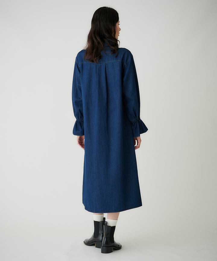 フリルスリーブライトデニムワンピース