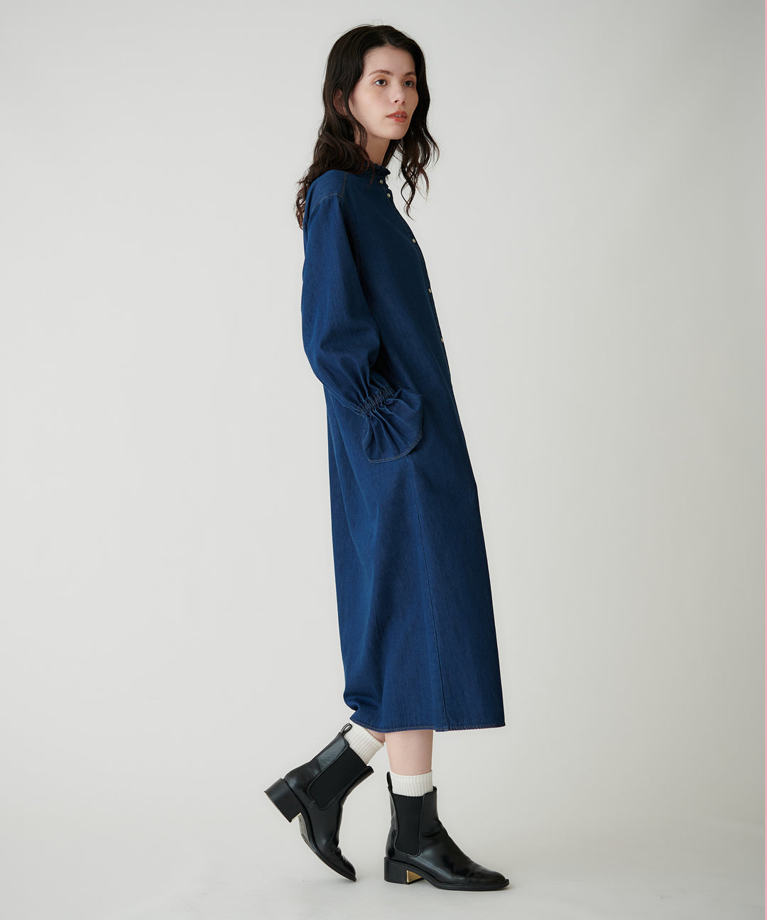 フリルスリーブライトデニムワンピース