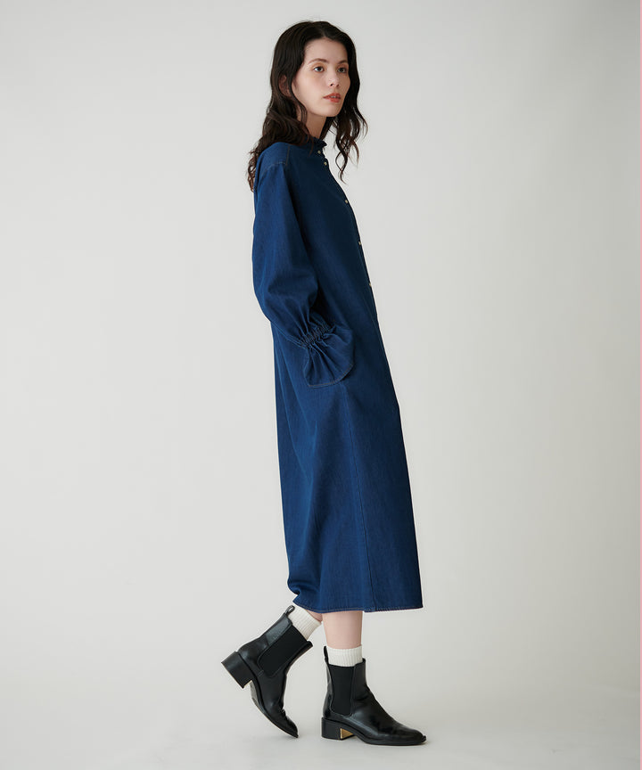 フリルスリーブライトデニムワンピース