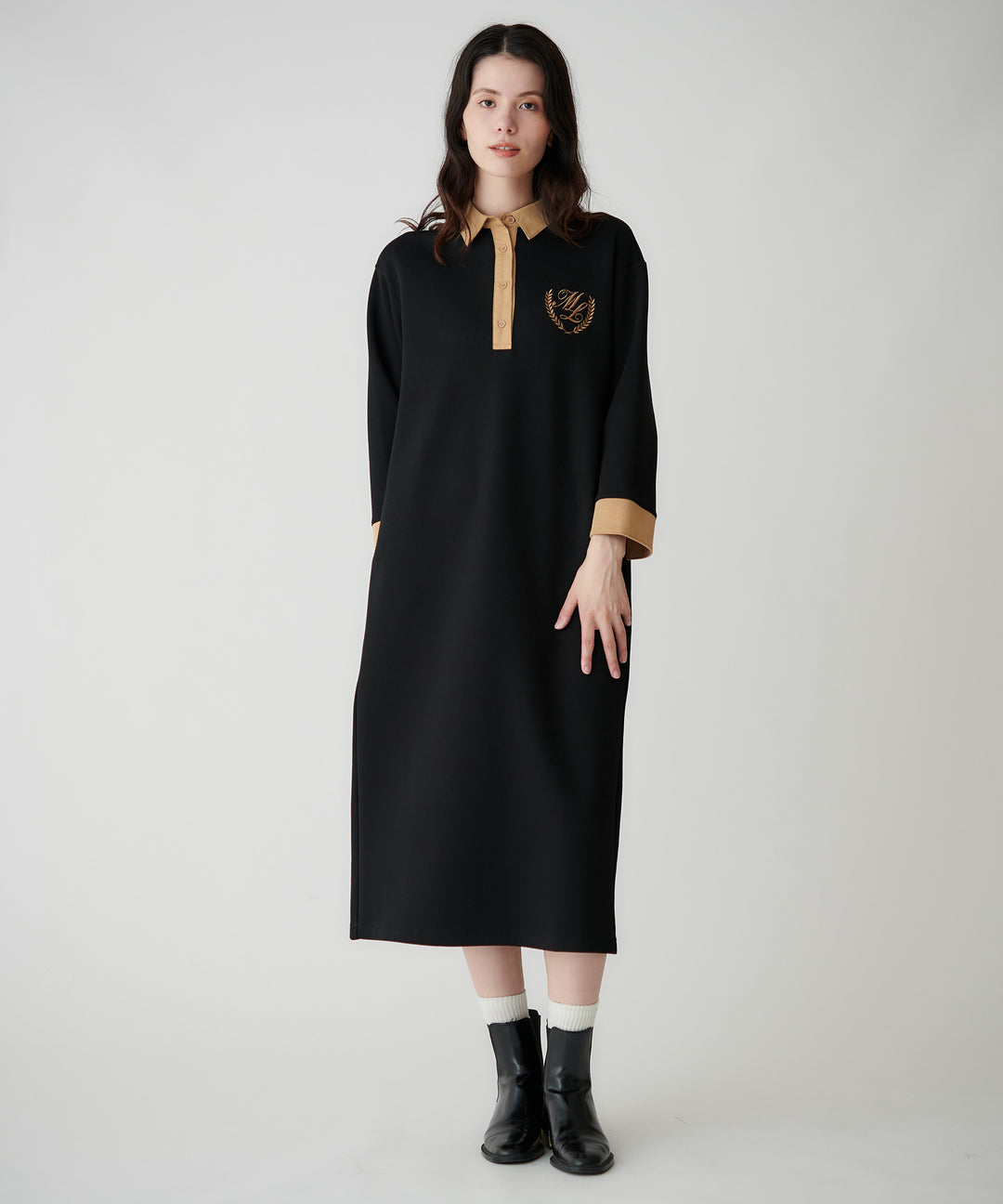 モデル H：173cm / 38 / ブラック＊ベージュ