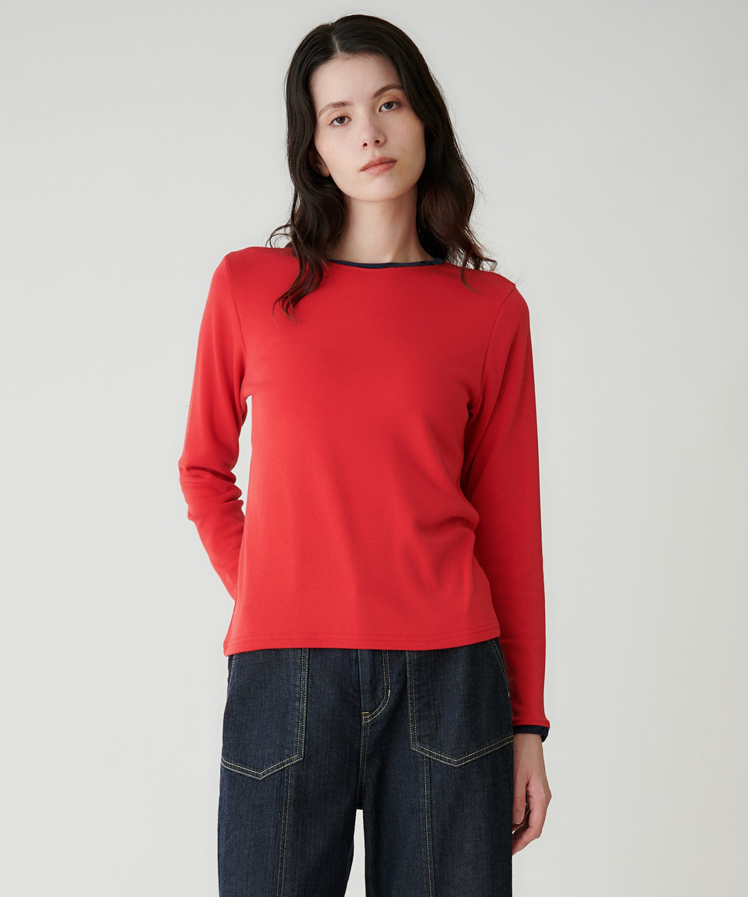 ベロアトリム裏起毛フライストップス