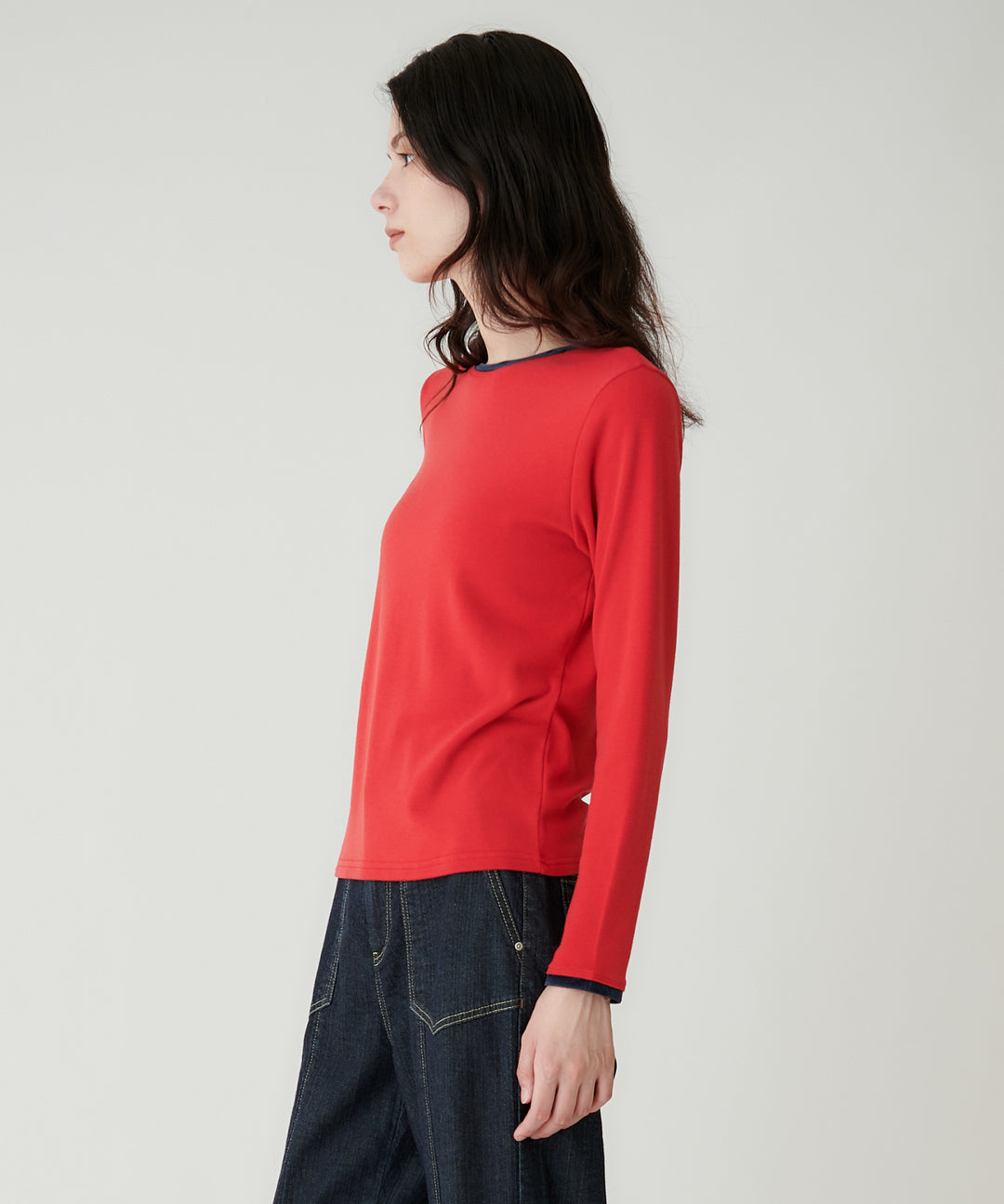 ベロアトリム裏起毛フライストップス