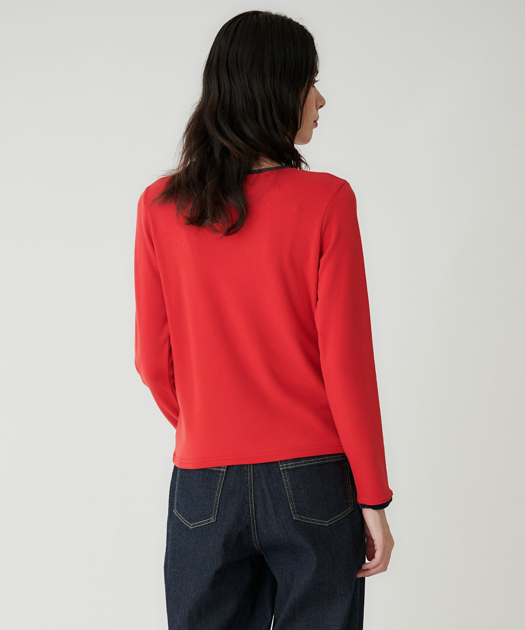 ベロアトリム裏起毛フライストップス