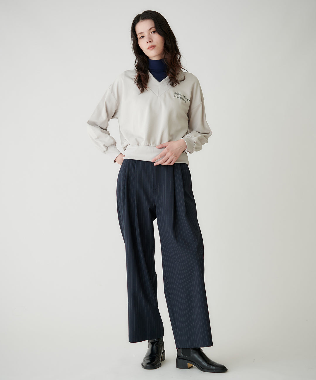 裏起毛フライス指ぬきタートル