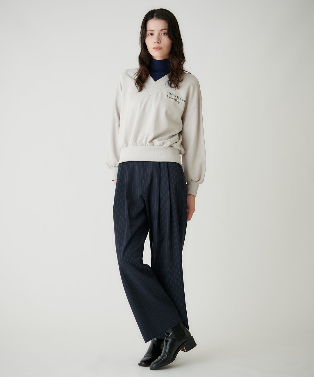 裏起毛フライス指ぬきタートル