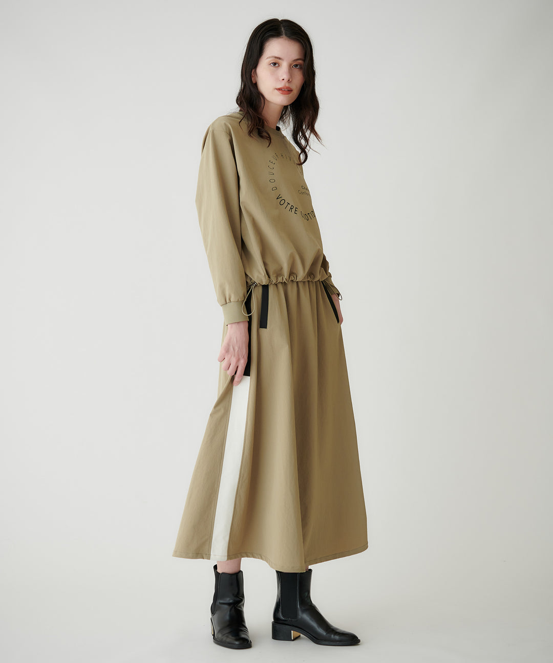 タフタ裏毛サイドラインバルーンスカート