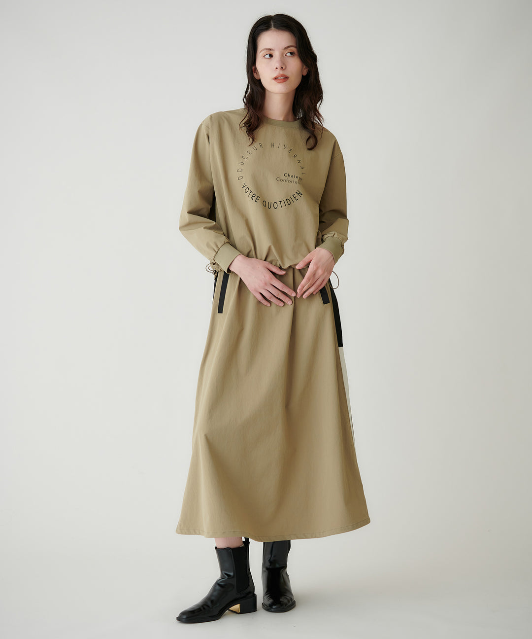 タフタ裏毛サイドラインバルーンスカート