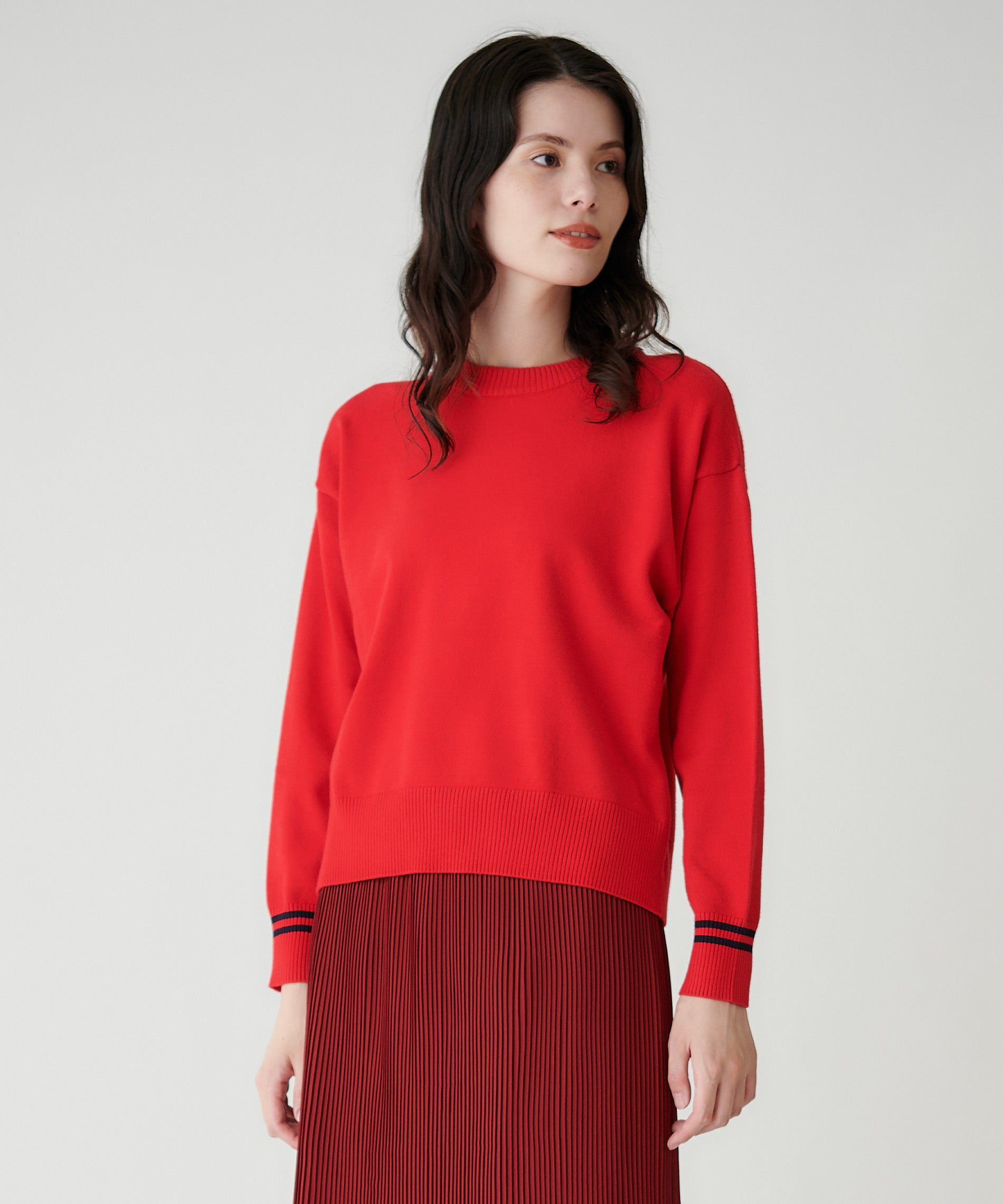 美品【Ferragamo】半袖 ニット バイカラー 赤 綿 ツートン ブランド 1980年代サルヴァトーレ・フェラガモのニット 1980's Italian Knit by