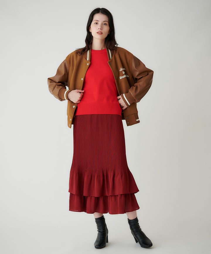 ジョーゼット細プリーツティアードスカート