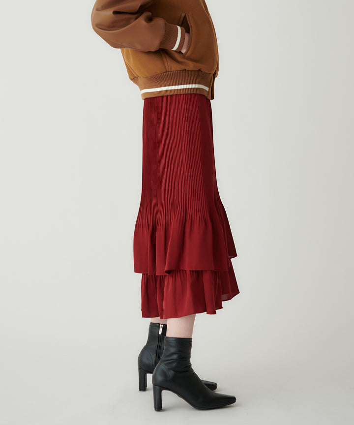 ジョーゼット細プリーツティアードスカート