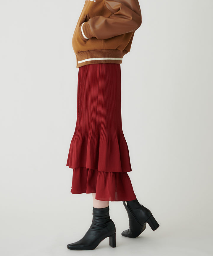 ジョーゼット細プリーツティアードスカート